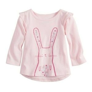 Baby Girl Pink BUNNY Ruffle Sleeve Top